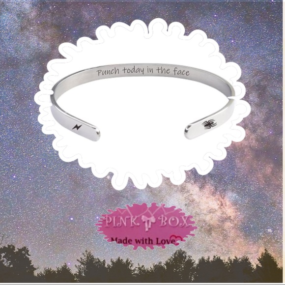 🎉HP🎉Stnlss Steel ‘Punch Today in the Face’ Cuff - Picture 2 of 4